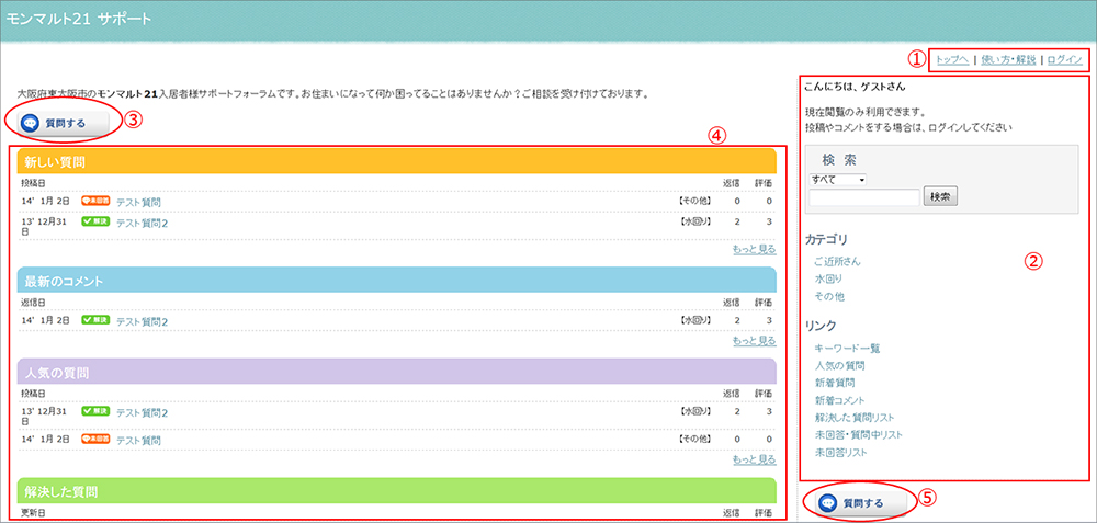 フォーラムトップ画面 フォーラムトップ画面